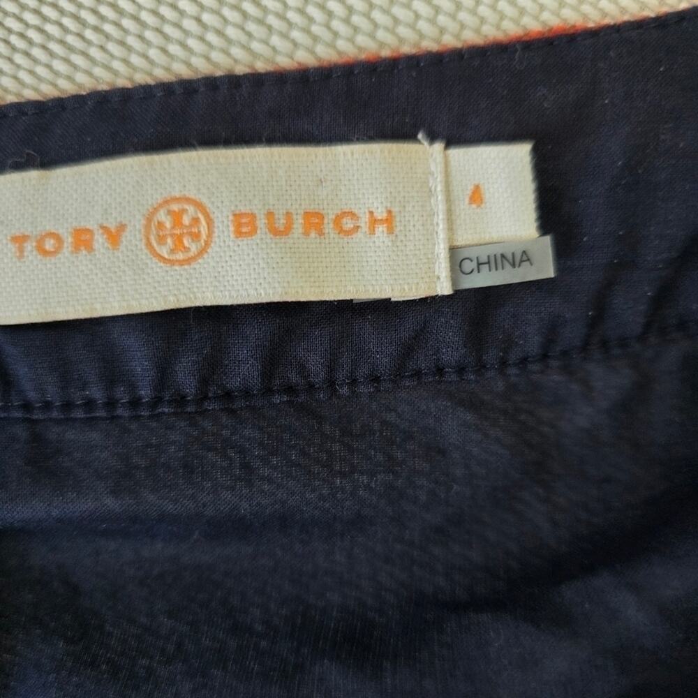 Tory Burch Navy V-Neck Long Sleeves Sheer Tunic Top Sz 4 (669) - Picture 7 of 7